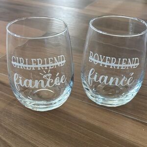 💕NWOT! Fiancé Stemless Wine Glass Set